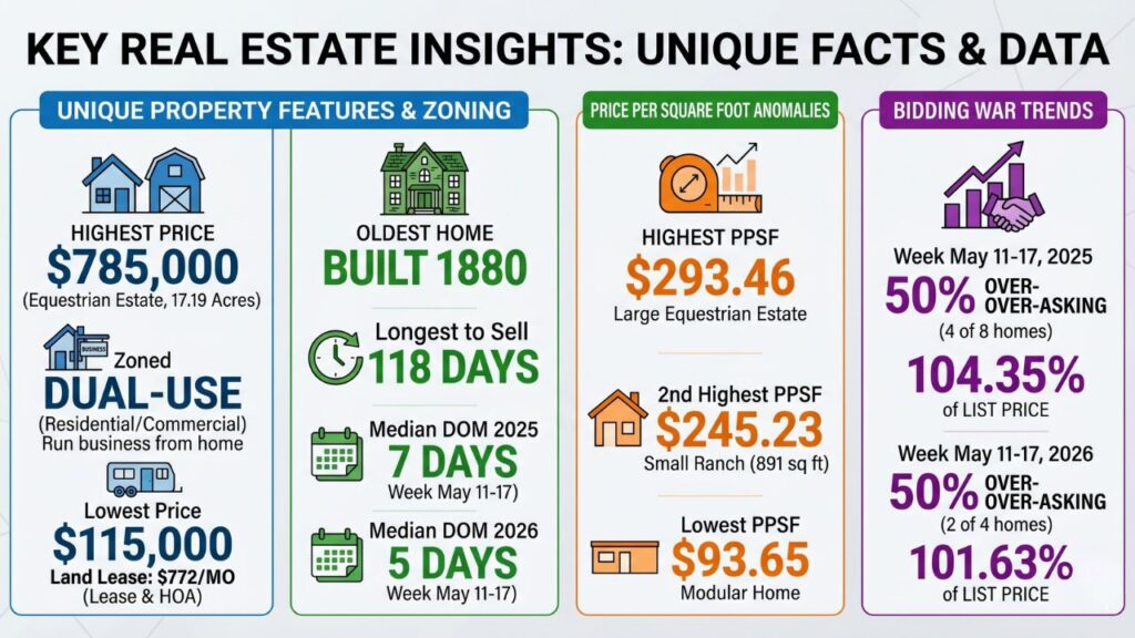 section image infographic for interesting facts about the home sale closings that happened may 11 to 17, 2026 - Weekly Carlisle PA Real Estate Comparables Report