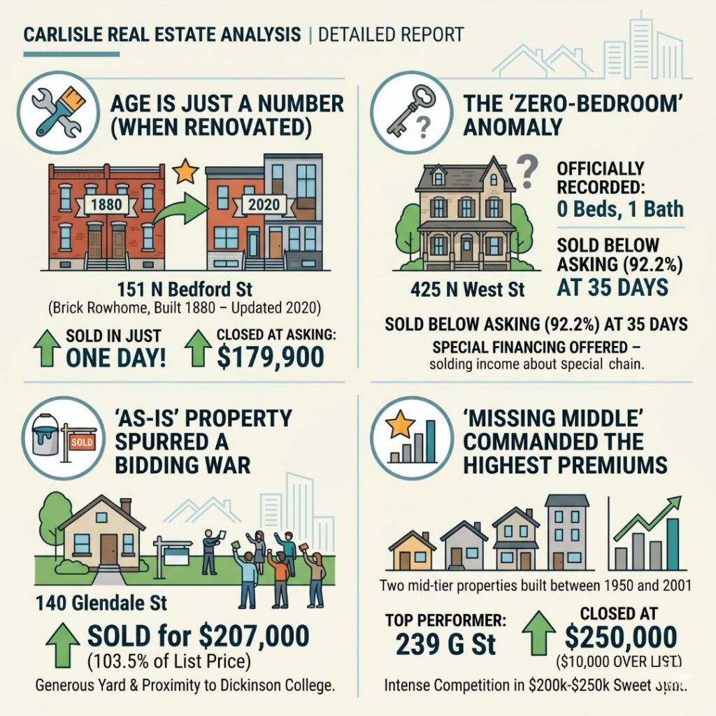 infographic representing interesting facts about the closings that happened may 18 through 24, 2026 in carlisle, pa 17013 and 17015