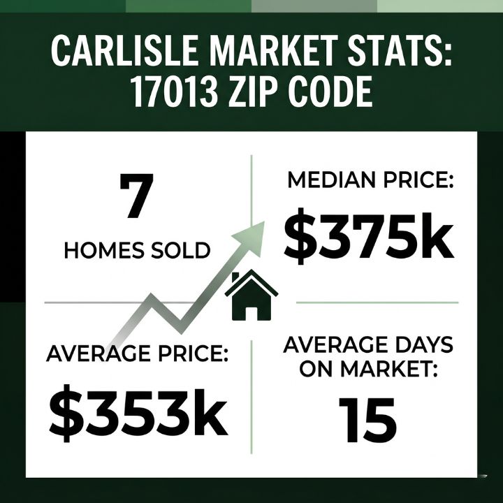 summary of home closing comparable sales stats for carlisle, pa home sellers in 17013