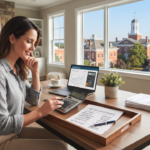 page banner image of a woman in an office calculating costs for the carlisle, pa home seller's estimated closing costs calculator